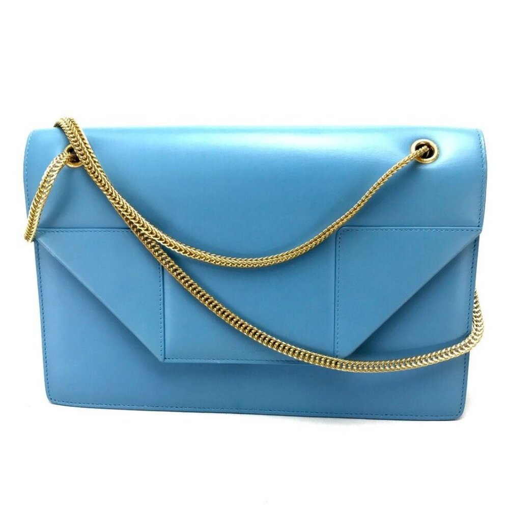 SAINT LAURENT PARIS Betty Shoulder Bag Sky-blue Leather